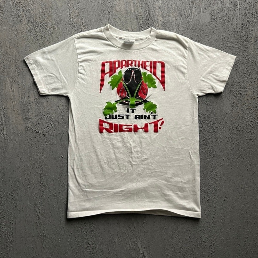 Vintage Apartheid Shirt Large White 1980s USA It Just Ain't Right
